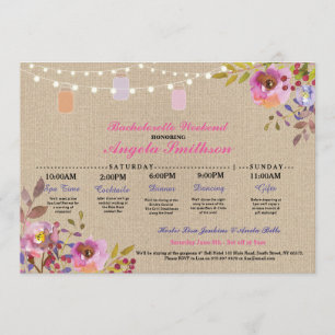 Brautparty Floral Jars Itinerary Bachelorette Einladung