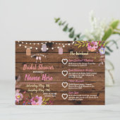 Brautparty Floral Jars Rosa Reiterwald Einladung (Stehend Vorderseite)