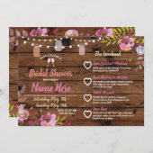 Brautparty Floral Jars Rosa Reiterwald Einladung (Vorne/Hinten)