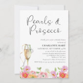 Brautparty Floral Multicolored Pearls Prosecco Einladung (Vorderseite)