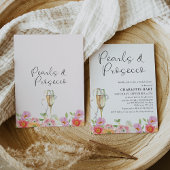 Brautparty Floral Multicolored Pearls Prosecco Einladung