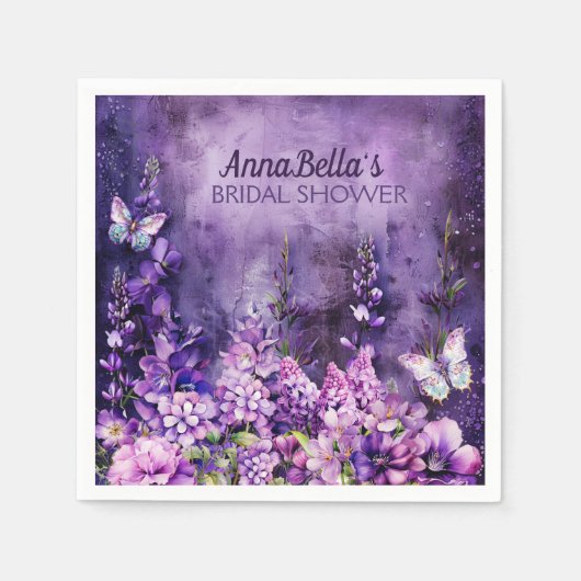 Brautparty Floral Napkins - Lila Reverie Gard Serviette (Vorderseite)