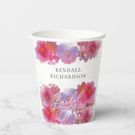 Brautparty Floral Pappbecher (Rückseite)