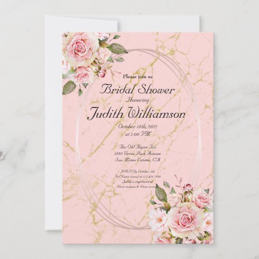 Brautparty Floral Pink Flat Announccard Ankündigung (Vorderseite)