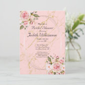 Brautparty Floral Pink Flat Announccard Ankündigung (Stehend Vorderseite)