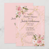 Brautparty Floral Pink Flat Announccard Ankündigung (Vorne/Hinten)