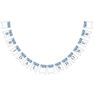Brautparty Floral Script Navy Blue Watercolor Wimpelkette