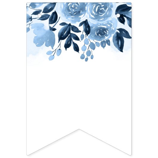 Brautparty Floral Script Navy Blue Wimpelkette (Erste Fahne)
