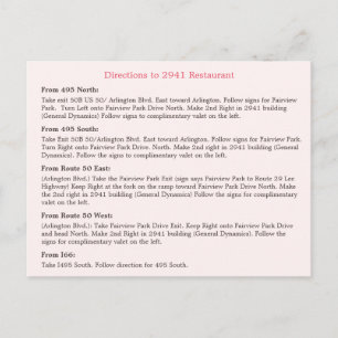 Brautparty Floral Streifen Restaurant Richtung Einladungspostkarte