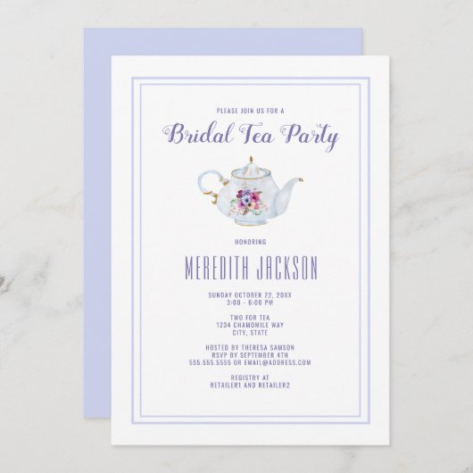 Brautparty Floral Tee Party Einladung (Vorne/Hinten)