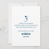 Brautparty floral & Typografie Dunkelblau Dankeskarte (Rückseite)