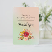 Brautparty Floral Watercolor Bouquet Danke Einladung (Stehend Vorderseite)