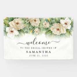 Brautparty Floral White Magnolia Name Willkommen Banner