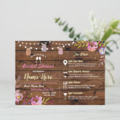 Brautparty Floral Wood Jars Rosa Wanderweg Einladung (Stehend Vorderseite)