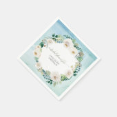 Brautparty Floral Wreath Blue Elfenbeinküste Rose  Serviette (Ecke)
