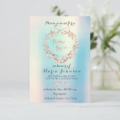 Brautparty Floral Wreath Elfenbein Pink Opal Blue Einladung (Stehend Vorderseite)