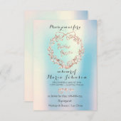 Brautparty Floral Wreath Elfenbein Pink Opal Blue Einladung (Vorne/Hinten)