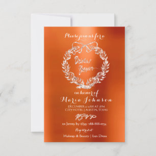 Brautparty Floral Wreath Orange Pink Rose Einladung