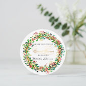Brautparty Floral Wreath White Green Gold Einladung (Stehend Vorderseite)