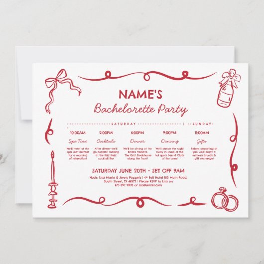 Brautparty Flügeldraht Einladung (Vorderseite)