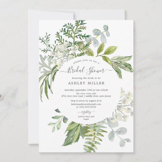 Brautparty Forest Greenery Einladung (Vorderseite)