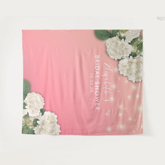 Brautparty Foto Backend Blume String Lights Wandteppich (Vorderseite (Horizontal))