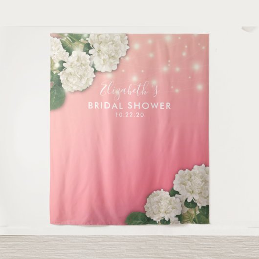 Brautparty Foto Backend Blume String Lights Wandteppich (Vorderseite)