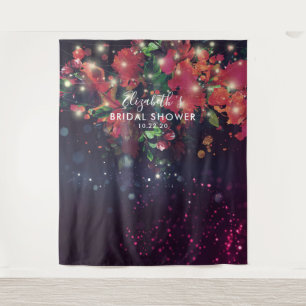 Brautparty Foto Backend Blume String Lights Wandteppich