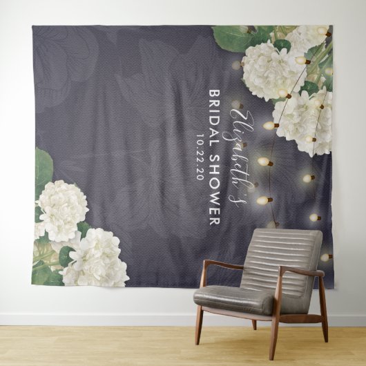 Brautparty Foto Backend Blume String Lights Wandteppich (Beispiel (Horizontal))