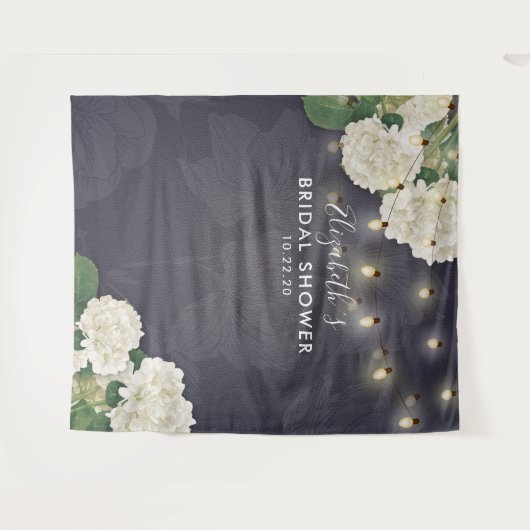 Brautparty Foto Backend Blume String Lights Wandteppich (Vorderseite (Horizontal))