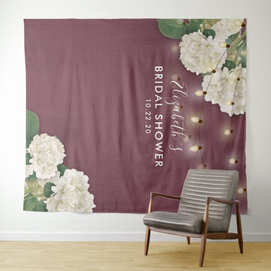 Brautparty Foto Backend Blume String Lights Wandteppich (Beispiel (Horizontal))