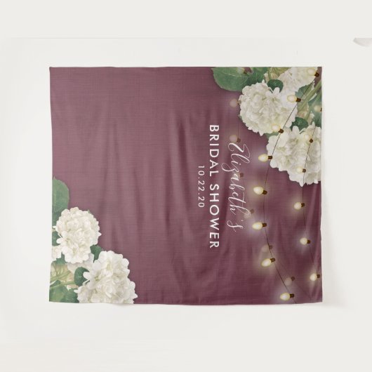 Brautparty Foto Backend Blume String Lights Wandteppich (Vorderseite (Horizontal))