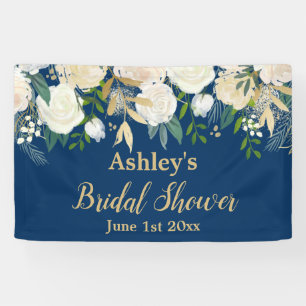 Brautparty Foto Booth Navy & Gold Floral Prop Banner