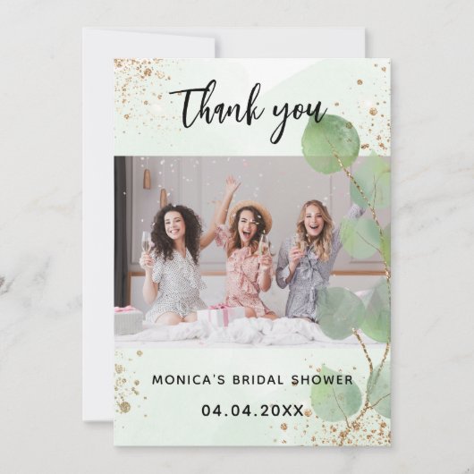 Brautparty Foto Eukalyptus vielen Dank Karte (Vorderseite)