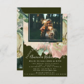 Brautparty Foto Floral Abschluss Cali Green Einladung (Vorne/Hinten)