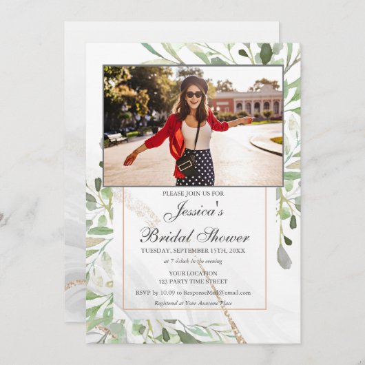 Brautparty FOTO für Wasserfarben Einladung (Vorne/Hinten)