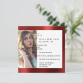 Brautparty Foto Geometrie-rotes karminrotes Einladung (Stehend Vorderseite)