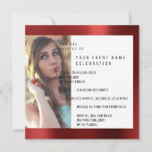 Brautparty Foto Geometrie-rotes karminrotes Einladung (Vorderseite)