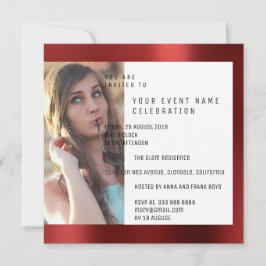 Brautparty Foto Geometrie-rotes karminrotes Einladung