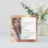 Brautparty Foto Geometry Kupfer Rose Metallic Einladung (Stehend Vorderseite)