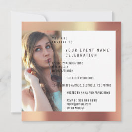 Brautparty Foto Geometry Kupfer Rose Metallic Einladung