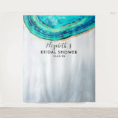 Brautparty Foto Hintergrund Aquamarin Gold Agate G Wandteppich (Vorderseite)