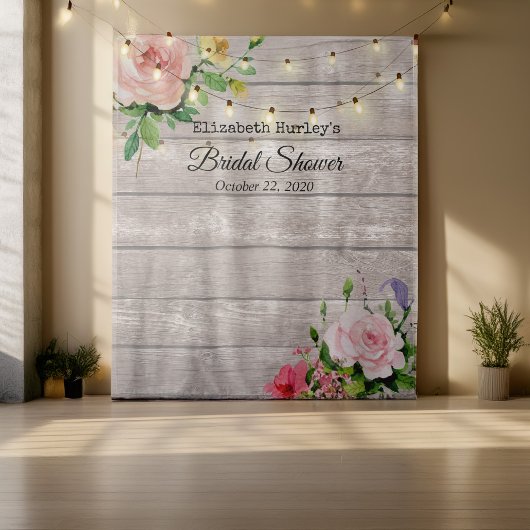 Brautparty Foto Hintergrund Blume Holzleuchten Wandteppich