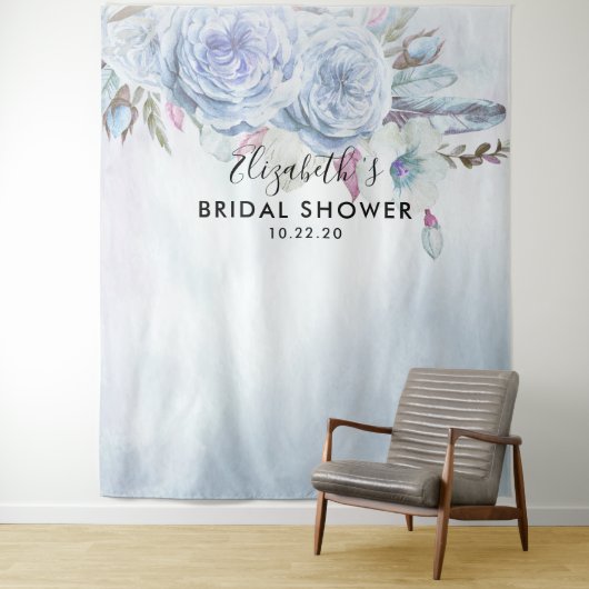 Brautparty Foto Hintergrund Boho Blumenfüße Wandteppich (Beispiel)