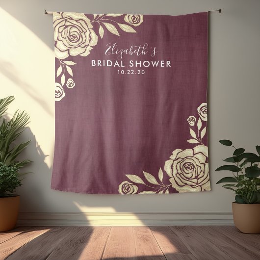 Brautparty Foto Hintergrund Burgund Golden Rose Wandteppich