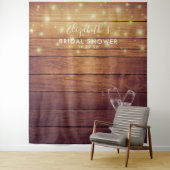 Brautparty Foto Hintergrund Champagner Glas Holz Wandteppich (Beispiel)