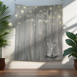 Brautparty Foto Hintergrund Champagner Glas Holz Wandteppich