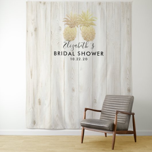 Brautparty Foto Hintergrund Gold Ananas Wandteppich (Beispiel)