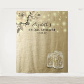 Brautparty Foto Hintergrund Gold Floral Mason Jar Wandteppich (Vorderseite)