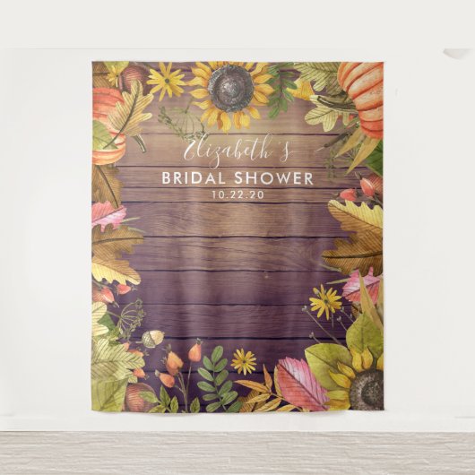 Brautparty Foto Hintergrund Herbst Blätter Pumpkin Wandteppich (Vorderseite)